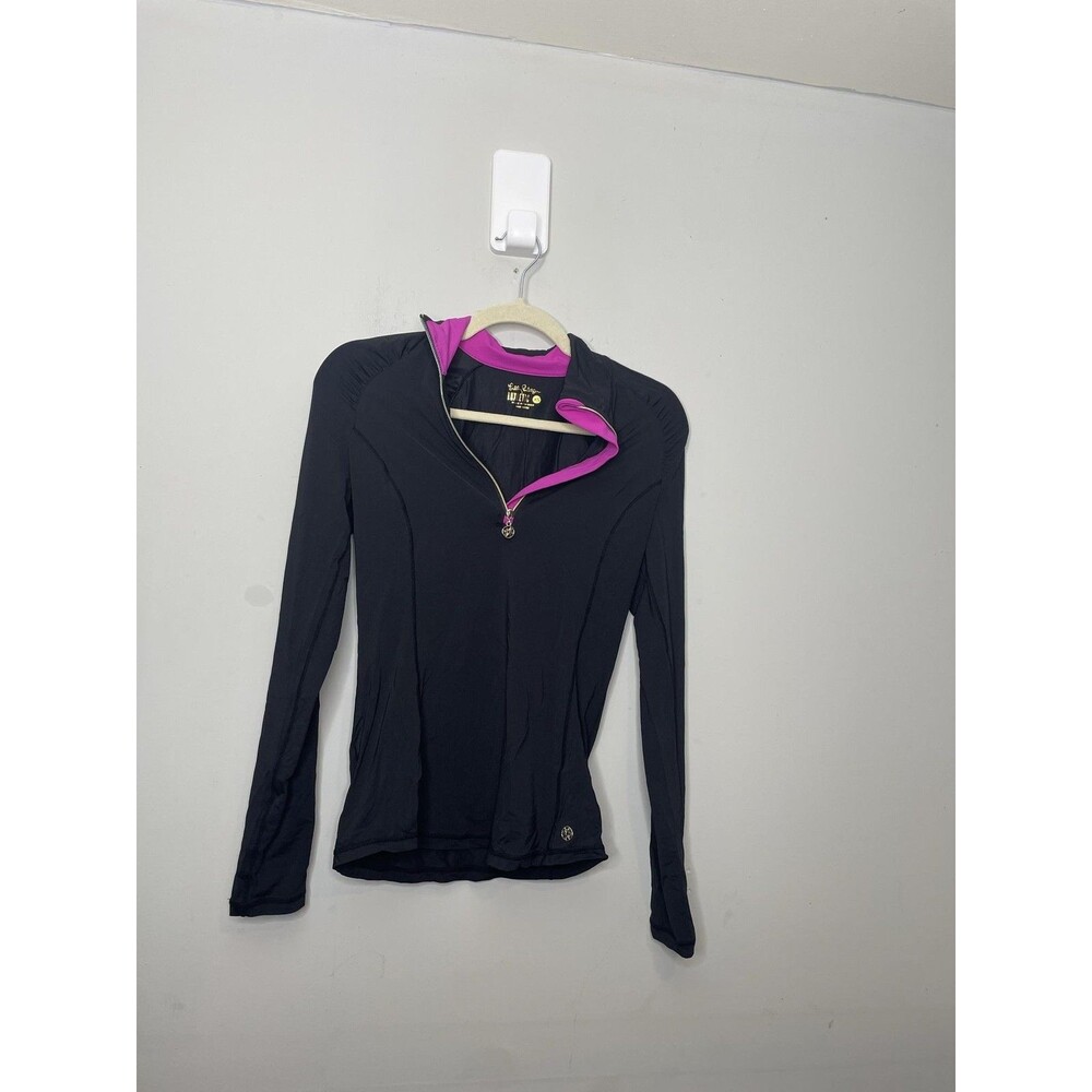 Lilly Pulitzer Shirt Womens XS Black Justine Luxletic 1/4 Zip Top Athletic